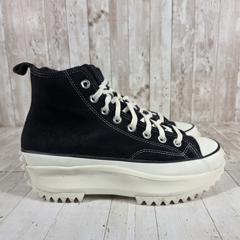 Converse Run Star Hike High Top Black Suede Platform Sneakers A01647C Womens 9